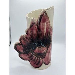 HTF Joyce Wenker signed Pottery Vase Signed 2005. Oneofakind Painted